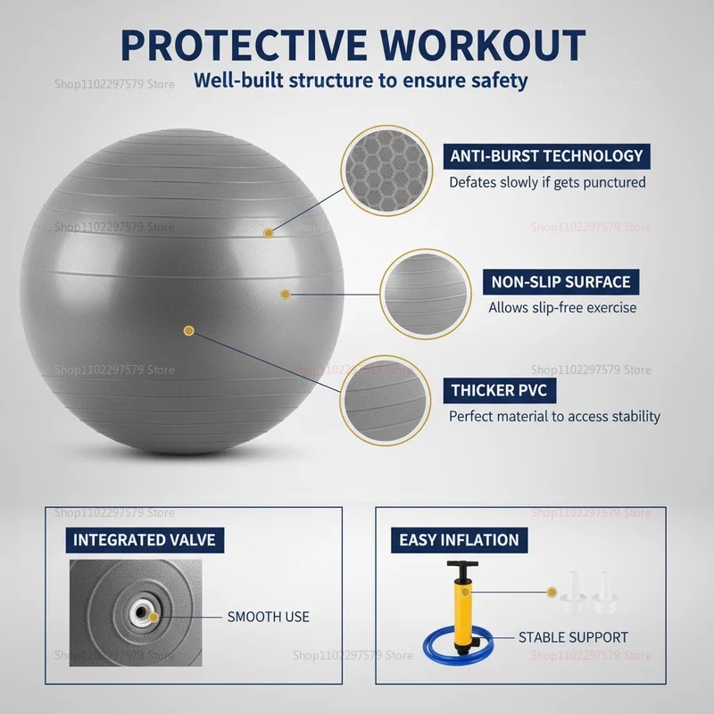 Anti-Burst Yoga Ball with Pump - Pilates Yoga Ball Exercises 评论和价格