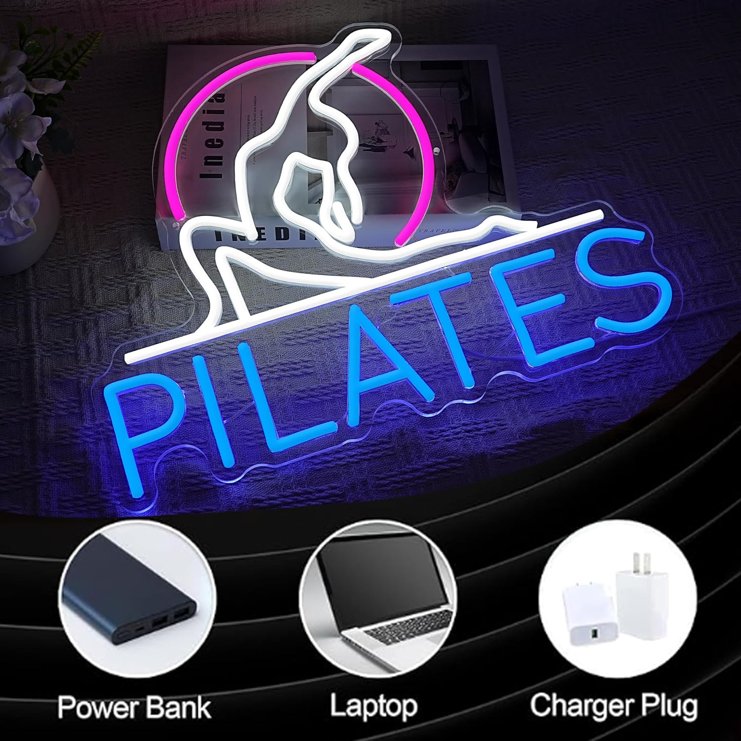 Pilates Neon Sign Yoga Studio  - Pilates Yoga Room 评论和价格